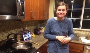 Student cooks during distance learning.