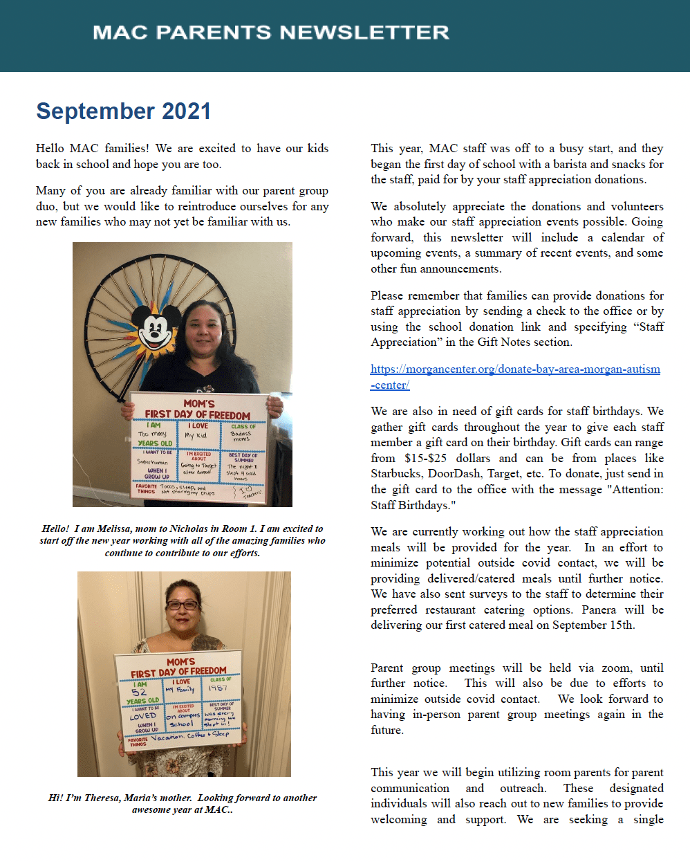 September Parent Newsletter 2021